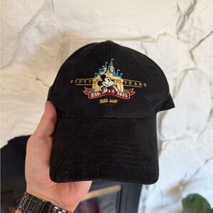 Black Disneyland 50th Anniversary Hat NWT
